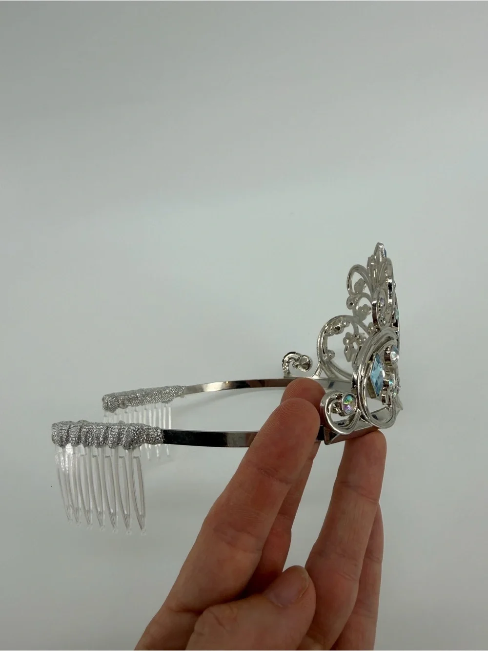 Authentic Disney Store Cinderella Metal Tiara Crown Costume Jewelry Silver Blue